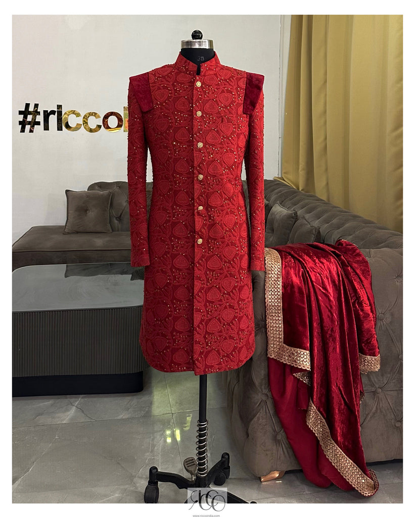 shawl on sherwani