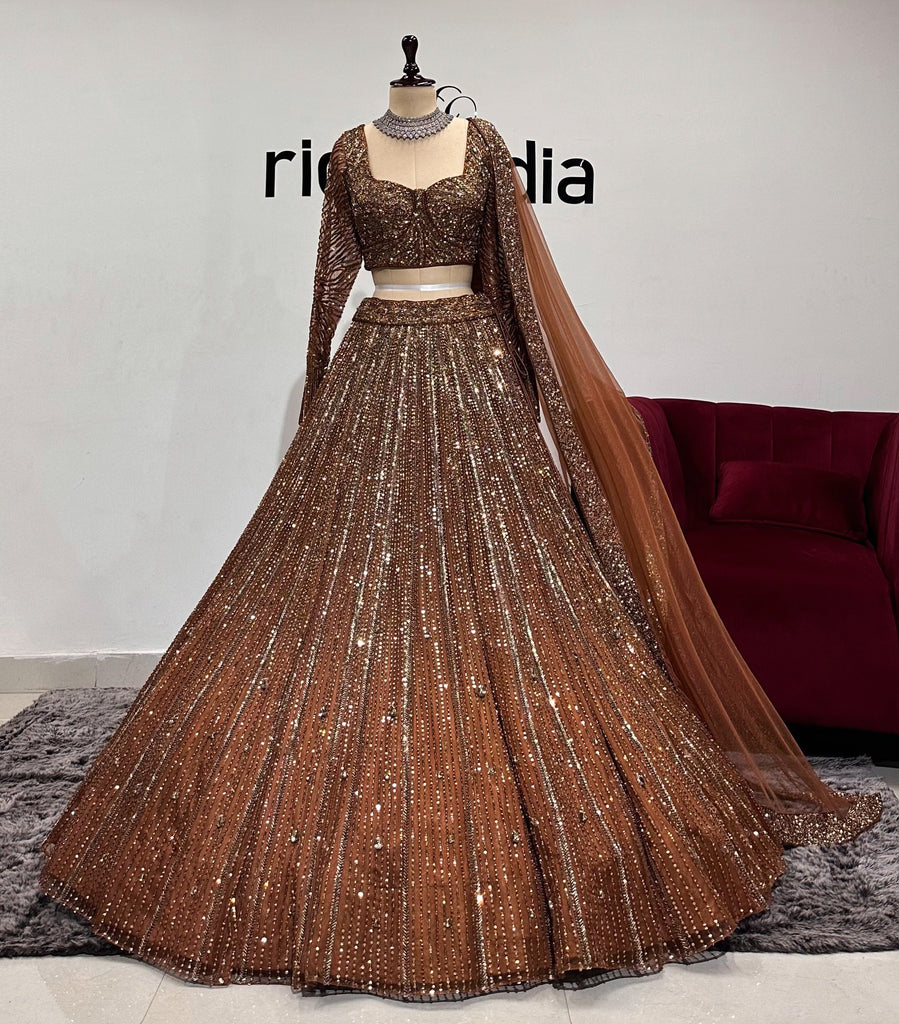 Copper Crystal Lehenga Set main image 0