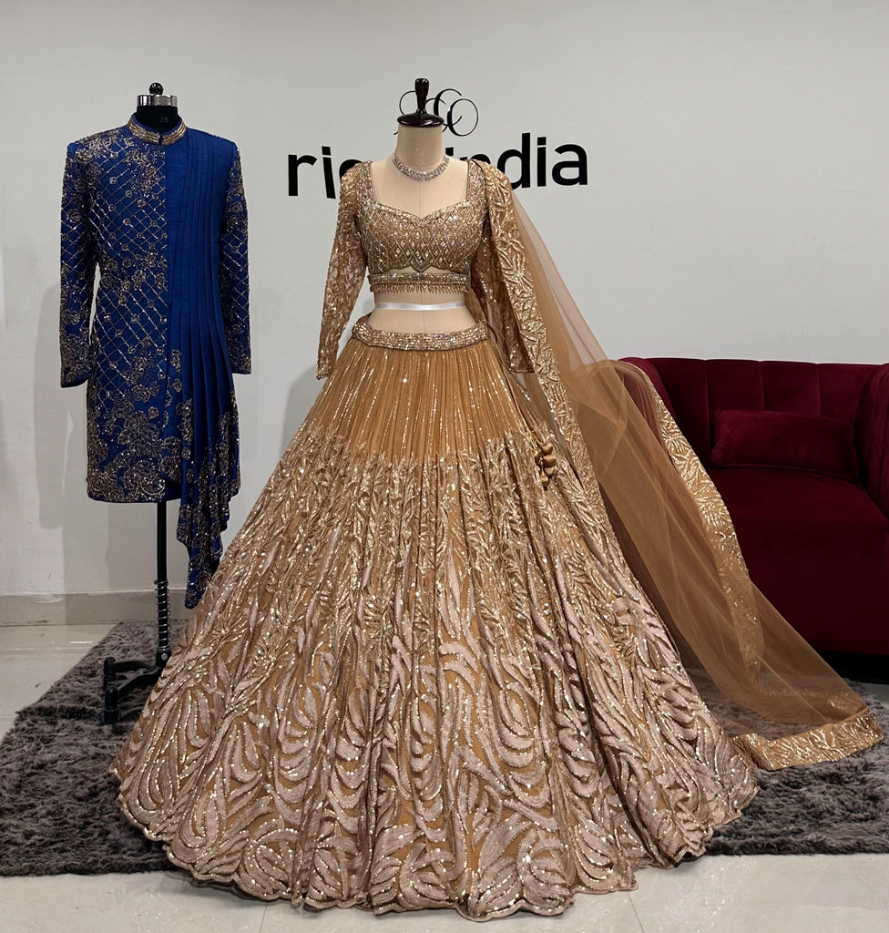 GOLD & BLUE BRIDE & GROOM SET – Ricco India
