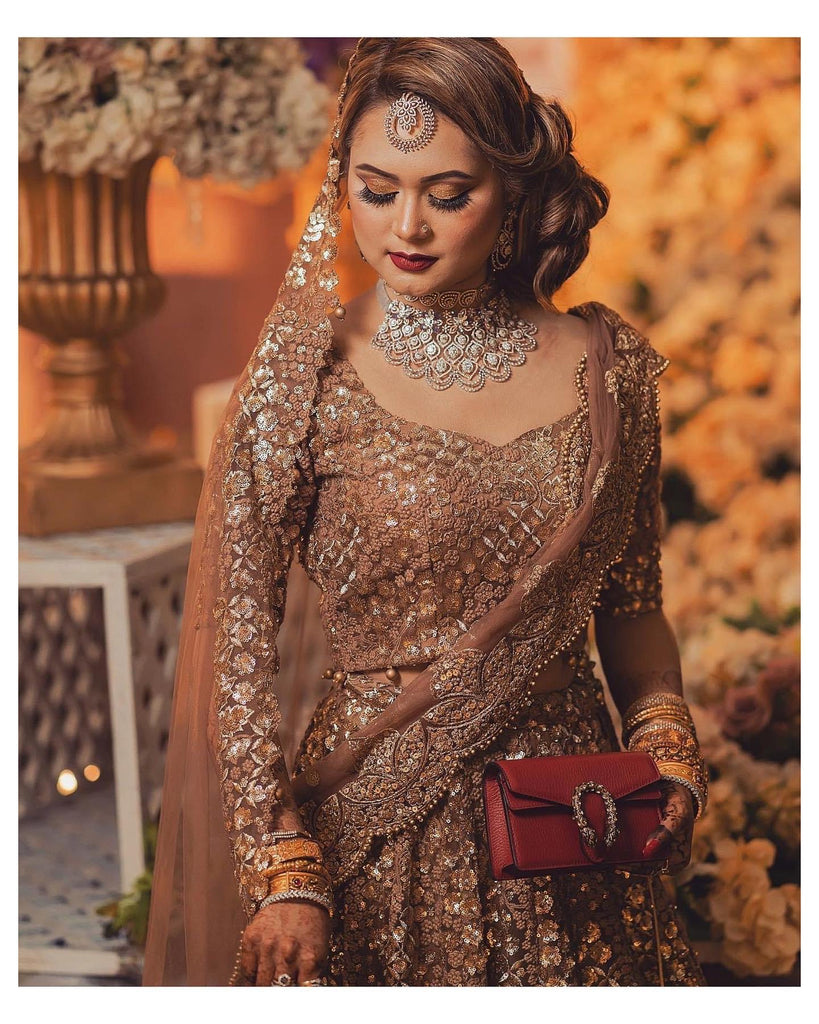 Copper bridal lehenga  Ricco India