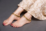 Gold Anklet With Leaves and Flowers