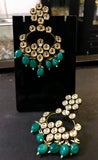 Emerald stone Kundan earring