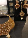 Copper gold Swarovski stone choker necklace