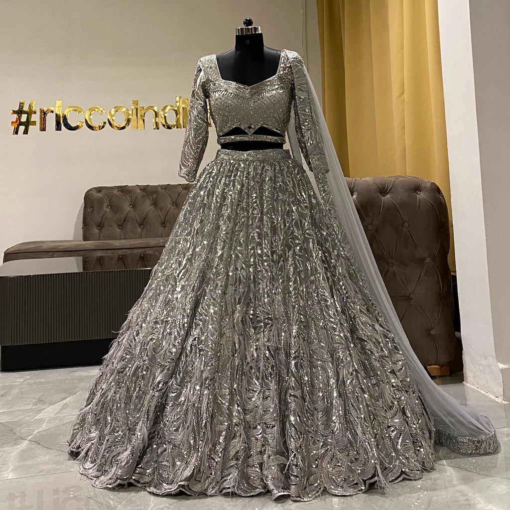 Silver modern Lehenga Ricco India