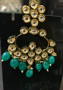 Emerald stone Kundan earring