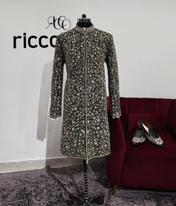 OLIVE GREEN SHERWANI SET