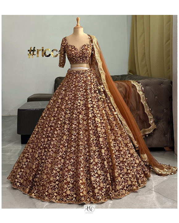 Fall Wedding Guest Copper Dresses For Wedding Copper Lehenga Choli Set XL Fall Wedding Guest Copper Dresses For Wedding Copper Lehenga Choli Set XL