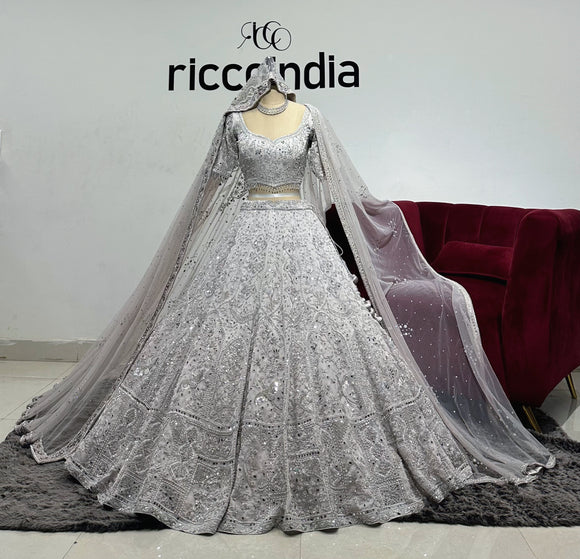 MIRROR & DORI WORK LEHENGA WITH CATHEDRAL STYLE VIEL & DUPATTA