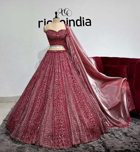 ROSEGOLD CORSET LEHENGA WITH HEAVY DUPATTA