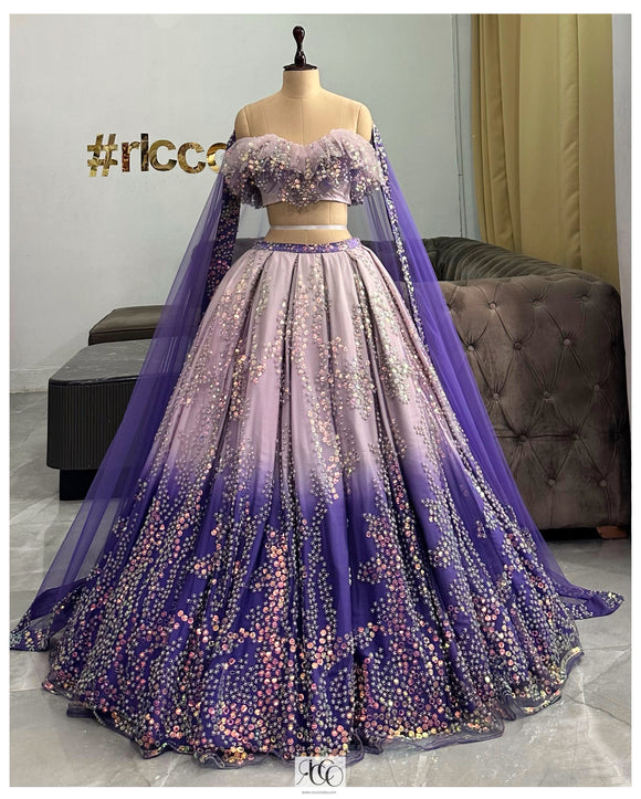 OMBRE FRILLED TOP LEHENGA