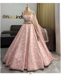 3D ROSE CRYSTAL TOP LEHENGA