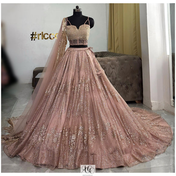 ROSEGOLD CRYSTAL TOP LEHENGA