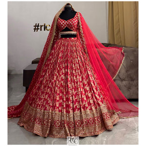 PINK BENARSI LEHENGA WITH 2 DUPATTAS