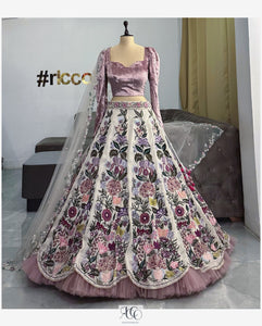 FLORAL EMBROIDERY LAYERED LEHENGA