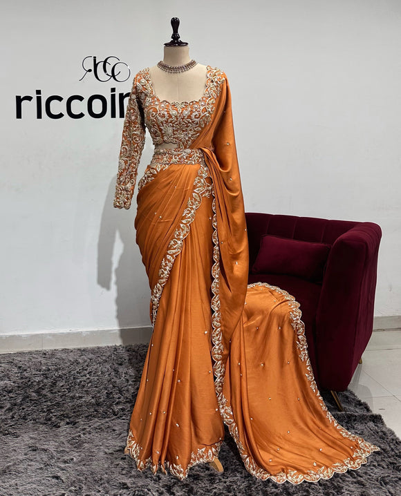 RUST ORANGE SAREE