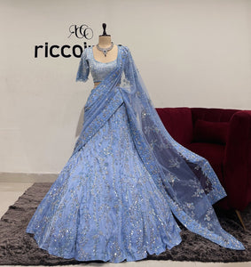 PASTEL BLUE MERMAID LEHENGA WITH HEAVY DUPATTA