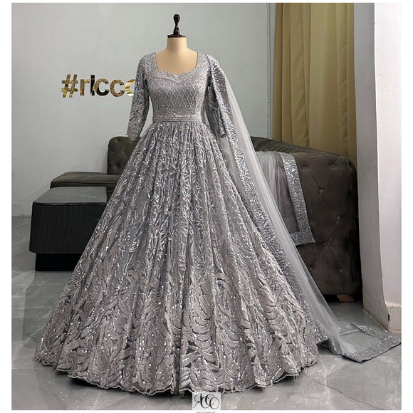 Glamorous Silver Party Dress Long Sleeves Long Prom Dresses – Dbrbridal