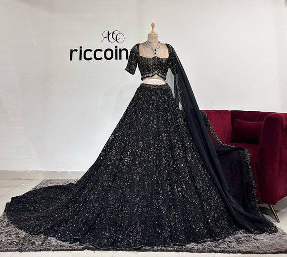 BLACK TRAIN LEHENGA