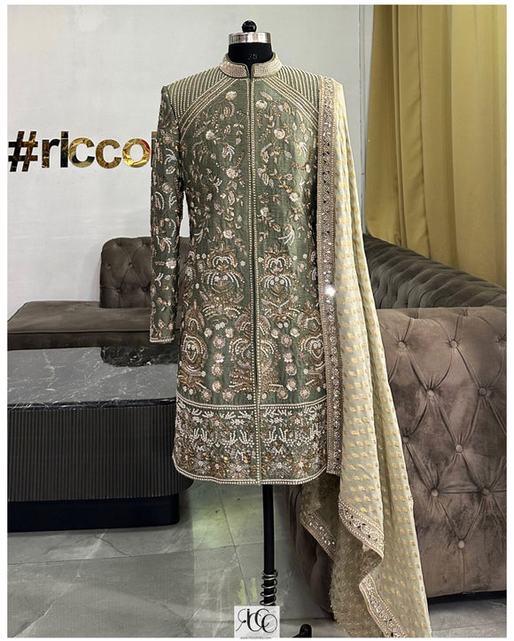 Mint hotsell green sherwani