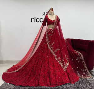 DARK RED LEHENGA WITH GOLD EMBROIDERY DUPATTAS