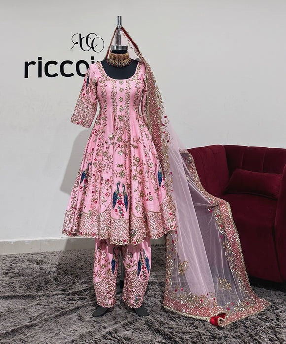BABY PINK ANARKALI WITH SALWAR