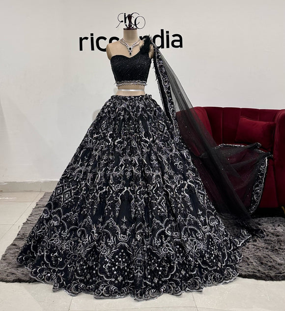 BLACK & SILVER LEHENGA