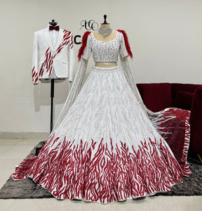 Bride and Groom White and red set