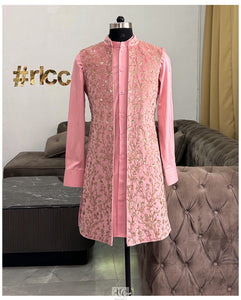 INDO WESTERN PINK OPEN JACKET