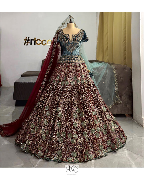 LONG CHOLI BRIDAL LEHENGA