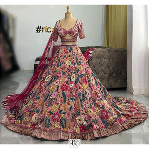 MULTI COLOURED LEHENGA WITH TRAIN