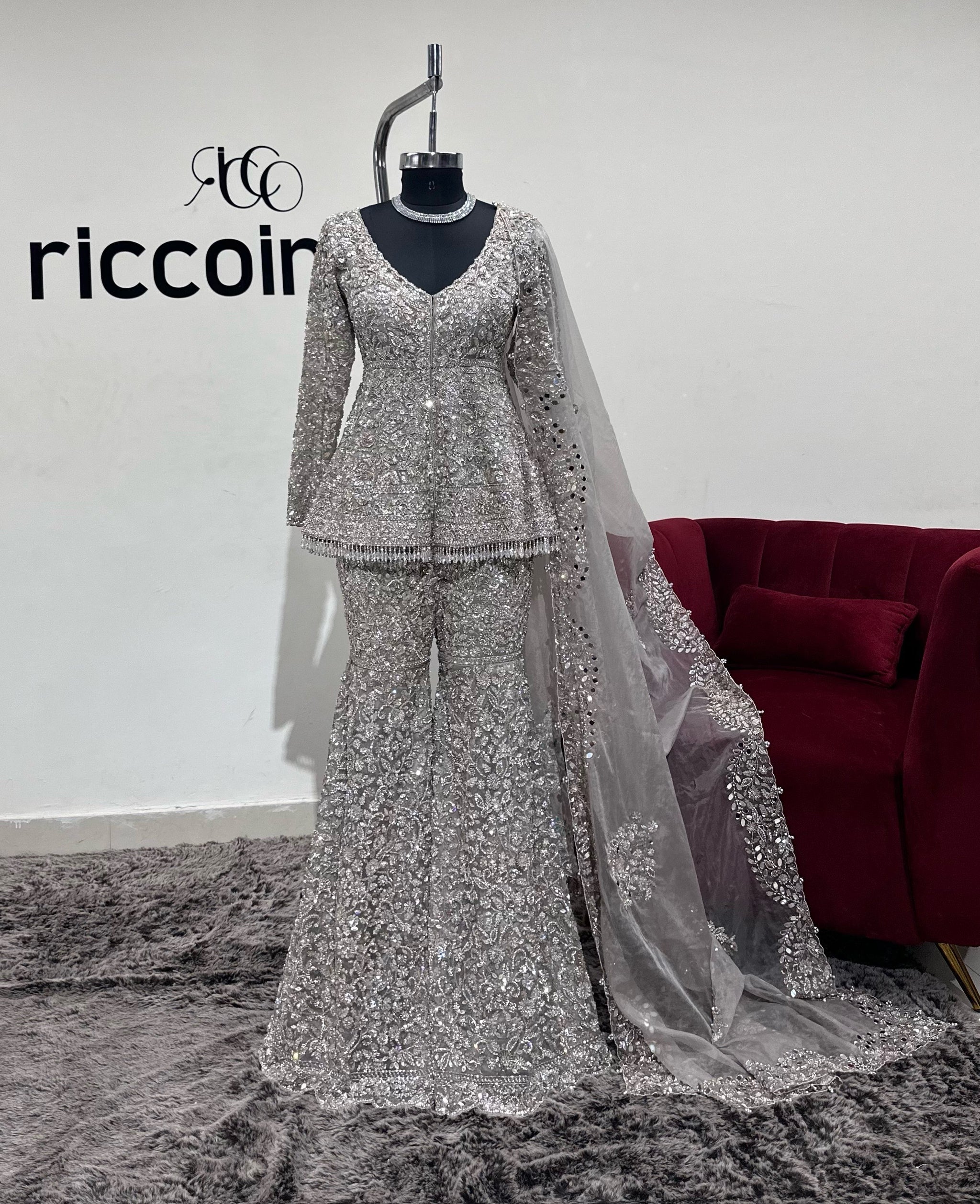 Couture Indian Gown with Pakistani embroidery – Ricco India