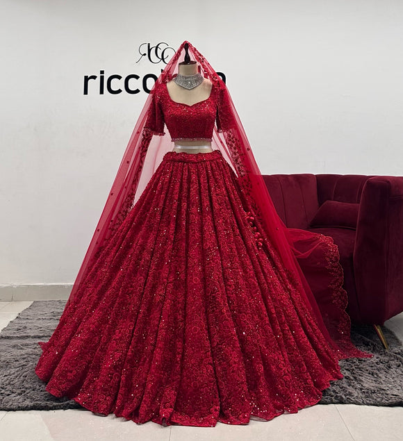 DARK RED LEHENGA