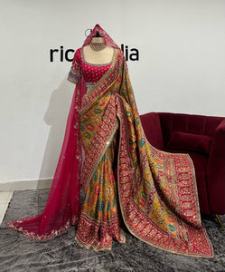 MUTLICOLOR SAREE WITH VIEL