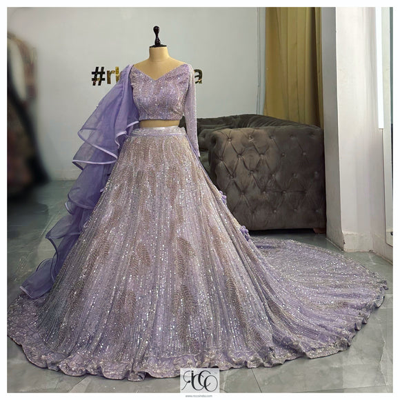 LAVENDER OFF-SHOULDER LEHENGA