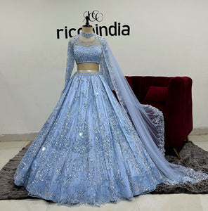 BLUE FLARED LEHENGA