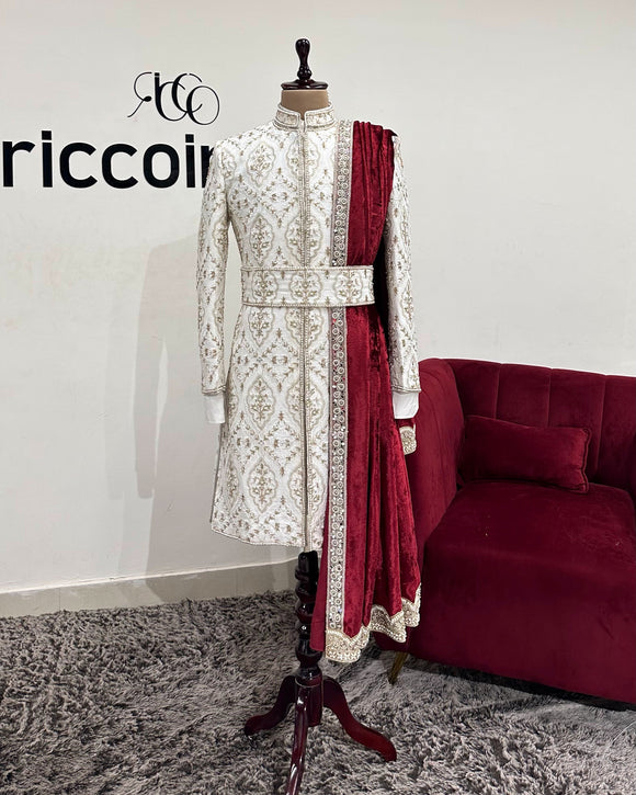 WHITE SHERWANI