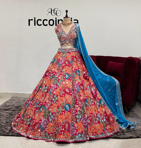 MULTICOLOR MIRROR WORK LEHENGA