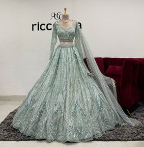 GREEN FLARED LEHENGA