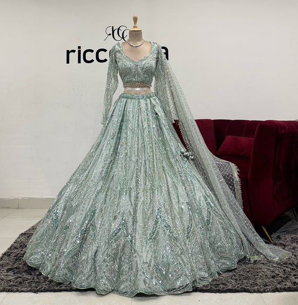 GREEN FLARED LEHENGA