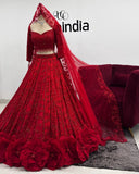 Red Flower bloom lehenga