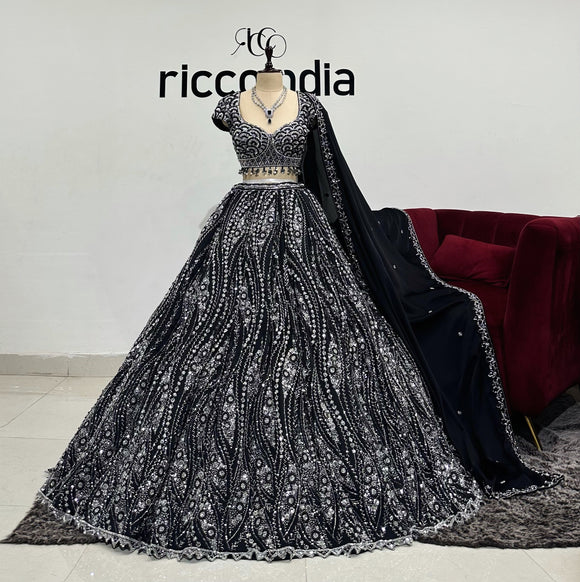 BLACK & SILVER LEHENGA