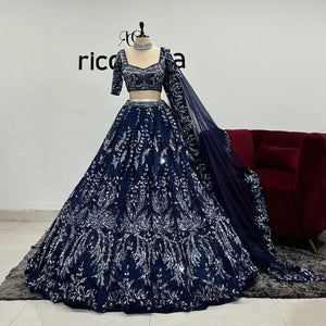 NAVY BLUE FLARED LEHENGA