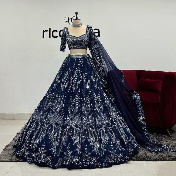NAVY BLUE FLARED LEHENGA