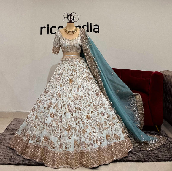 MINT GREEN LEHENGA WITH RUSTIC GREEN DUPATTA