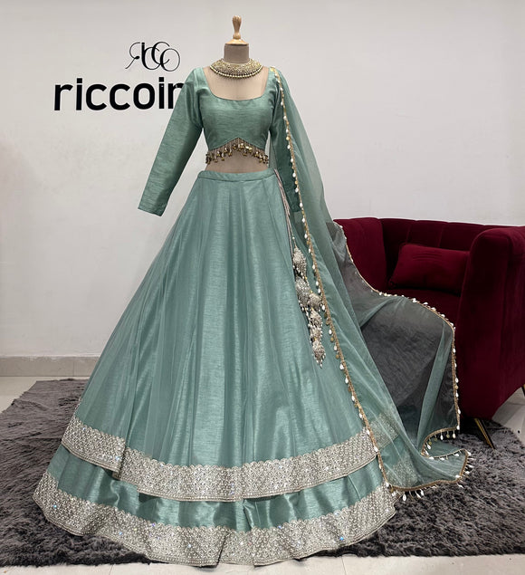 MINT GREEN BRIDESMAID LEHENGA