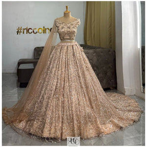 PEACH LEHENGA WITH SPARKLY EMBROIDERY