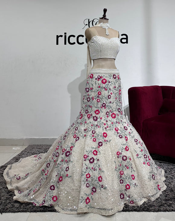IVORY PEARL CORSET BRIDESMAID LEHENGA