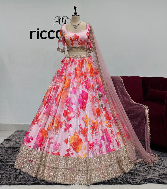 BURNT PINK ORGANZA LEHENGA