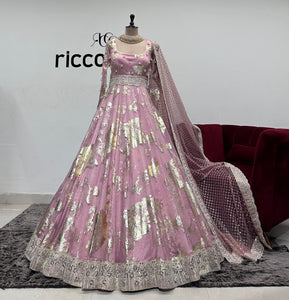 FOIL PRINT PINK ANARKALI