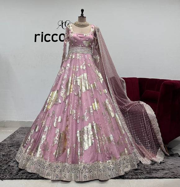 FOIL PRINT PINK ANARKALI